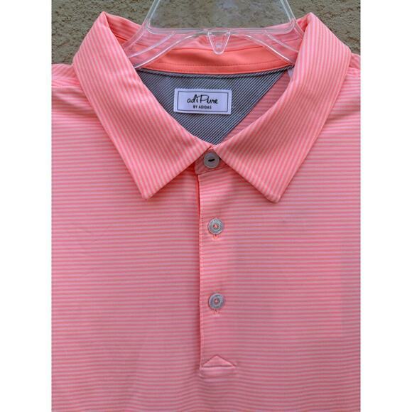 Adidas Adipure Stripe Golf Polo Shirt Pink Medium NWT - Picture 2 of 9